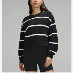 Lululemon Boundless Black & White Striped Crewneck Sweater